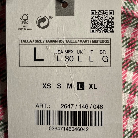 NWT. Zara Pink/White Houndstooth Skort. Size L. - Picture 7 of 10